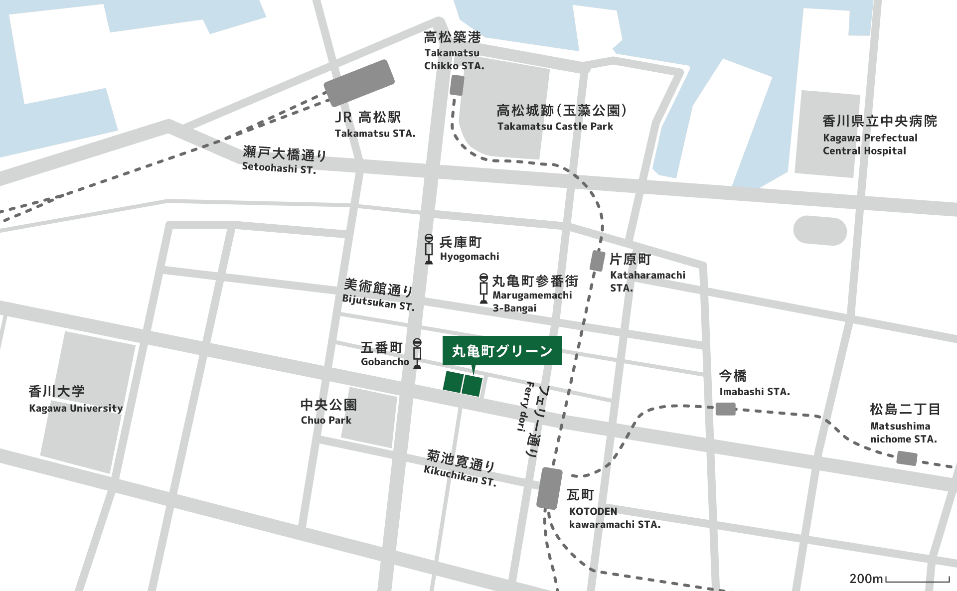 丸亀町グリーン周辺の地図