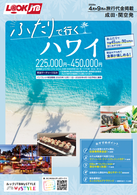 JTBで行くおすすめハワイ旅行！のサムネイル画像
